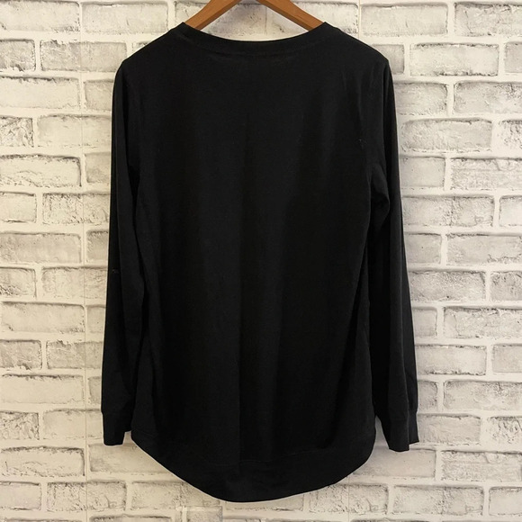 Women’s Fall long sleeve loose long comfy black tunic top, Large - Picture 3 of 5